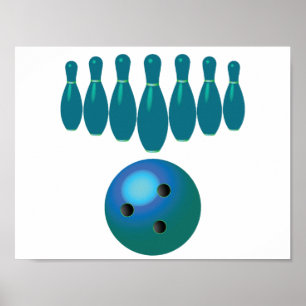 Póster Diviértete con Bola de Boliche y Pins Deportes Div