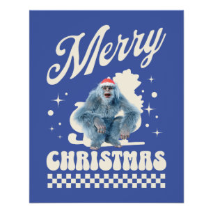Póster Diviértete con el Yeti de Navidad con Humor Festiv
