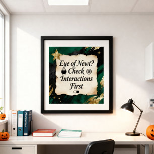 Póster Diviértete con Halloween Farmacia Bruja Farmacéuti