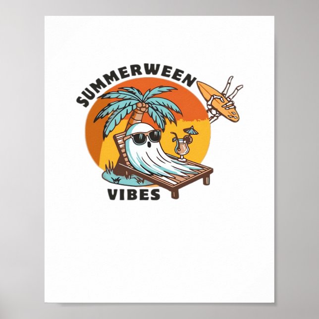 Póster Diviértete con Summerween Vibes Skeleton Summer Va (Frente)