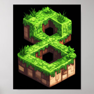 Póster Diviértete Cumpleaños 8 Número 8 Videojugador Tema