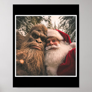 Póster Diviértete Cute Bigfoot Santa Claus Selfie Navidad