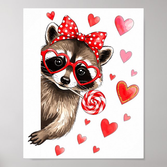 Póster Diviértete Mapache Feral Día de San Valentín Sarcá (Frente)