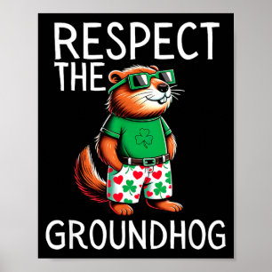 Póster Diviértete Respeta La Marmota Día De La Marmota Di