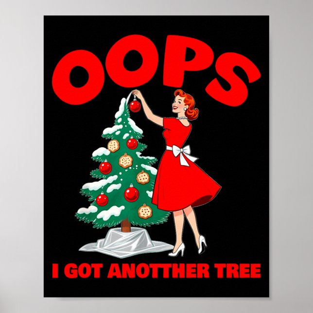 Póster Diviértete Retro Navidad Ups Me Conseguí Otro Árbo (Frente)
