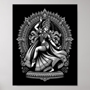 Póster Divina diosa de Kali bailando yoga tee Hin espirit