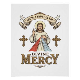 Póster Divina Misericordia Jesús Grabado Antiguo Camiseta