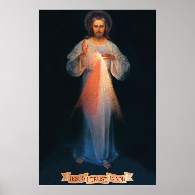 Póster Divina misericordia, San Faustina, Jesús, confío e (Frente)