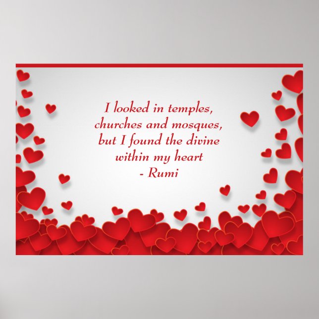 Póster Divino dentro de mi corazón amor y cita espiritual (Frente)