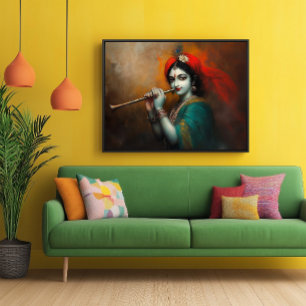 Póster Divino Lord Krishna Estilo Barroco Antiguo