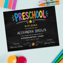 Póster Diviploma de Graduación Estelar para Preescolar Di