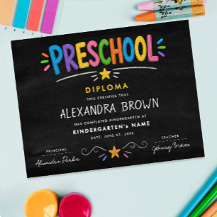 Póster Diviploma de Graduación Estelar para Preescolar Di
