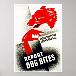 Póster Divulgue las mordeduras de perro