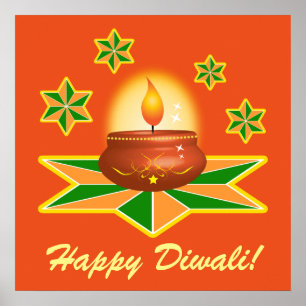 Póster Diwali feliz con la linterna