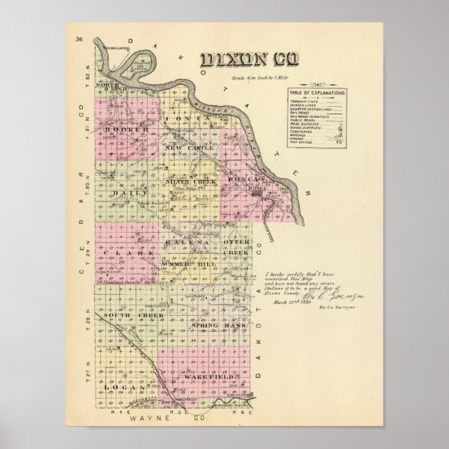 Póster Dixon County, Nebraska (Frente)