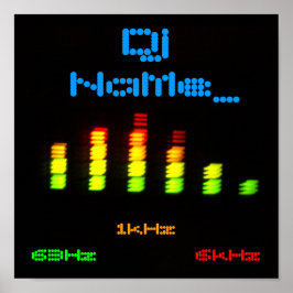 Póster Dj Añadir su nombre Personalizado Equalizer Bar EQ