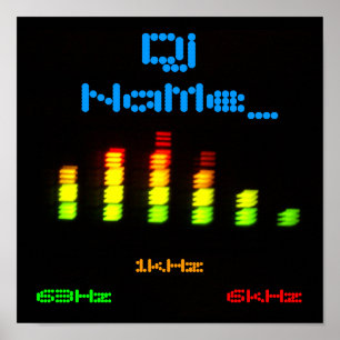 Póster Dj Añadir su nombre Personalizado Equalizer Bar EQ