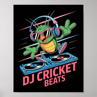 Póster Dj Cricket Beats Groovy Music Fun