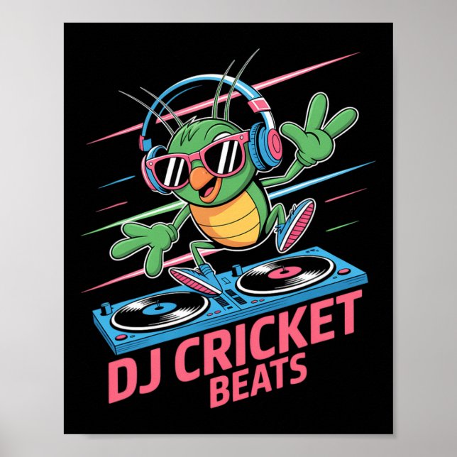 Póster Dj Cricket Beats Groovy Music Fun  (Frente)