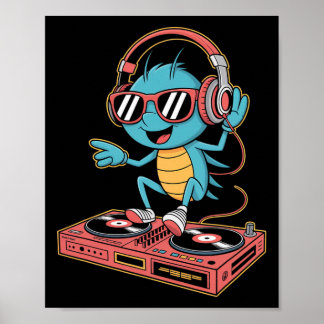 Póster Dj Cricket Spin The Music Party Vibes