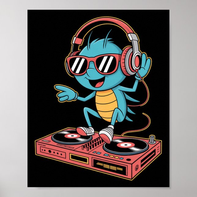 Póster Dj Cricket Spin The Music Party Vibes  (Frente)