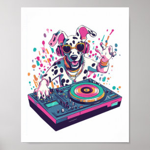 Póster DJ Dálmata � Fiesta Rave EDM Perro