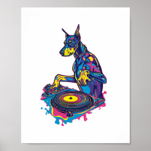 Póster DJ Doberman - Vibe de club de fiesta perrito