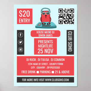Póster DJ en el Personalizado Deck, anuncio de DJ profesi