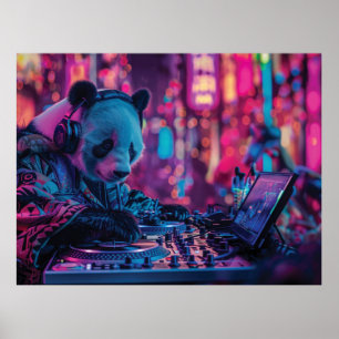Póster DJ Panda con auriculares
