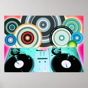 Póster DJ Turntable Circles