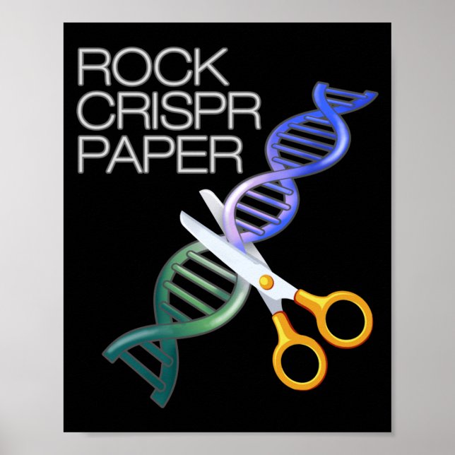 Póster Dna Funny Rock Paper Crispr Genetic Science Race  (Frente)