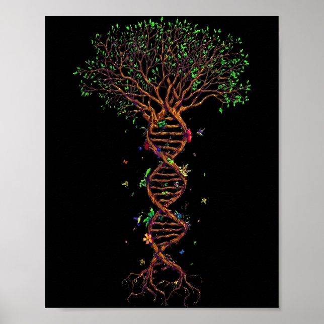 Póster Dna Tree Genetic Funny Earth Day Plant A Tree Life (Frente)