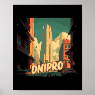Póster Dnipro Retro Ucrania Vintage Ucraniano Viajando T