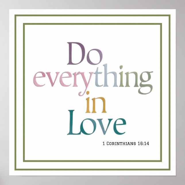 Póster Do Everything In Love Bible Verse Clean Typography (Frente)