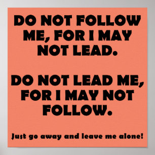 Póster Do Not Follow Or Lead Funny Poster Sign