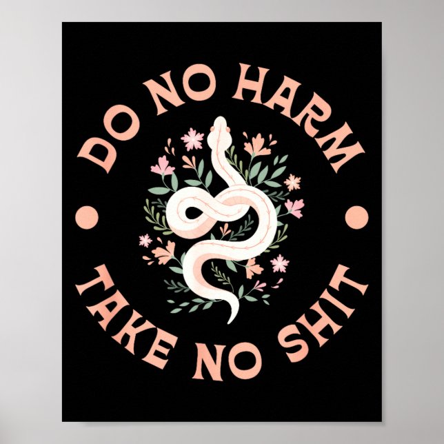 Póster Do Not Harm Take No Funny Sarcastic Quotes Sarcasm (Frente)