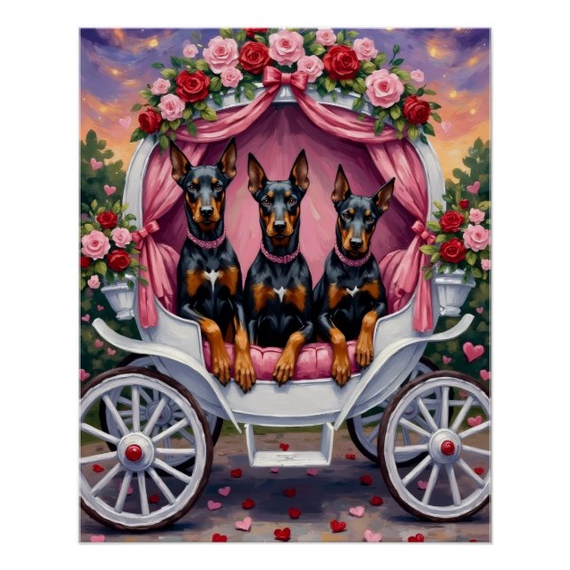 Póster Doberman Dog Valentine's Day  (Anverso)