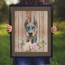 Doberman & Flores a la acuarela