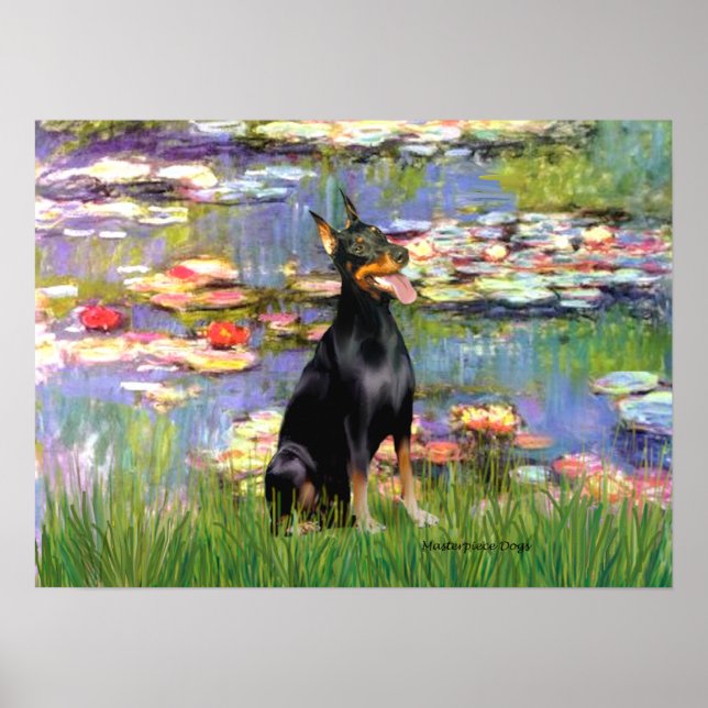 Póster Doberman Pinscher1 - Lirios 2 (Frente)