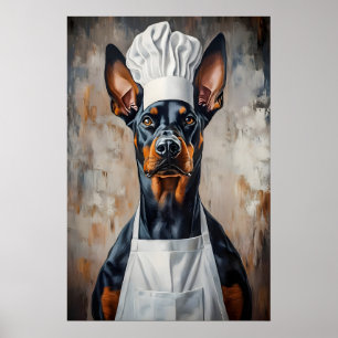 Póster Dóberman Pinscher con Gorro de Chef Póster, Mascot