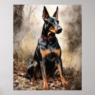 Póster Doberman Pinscher Dog Art Print Poster