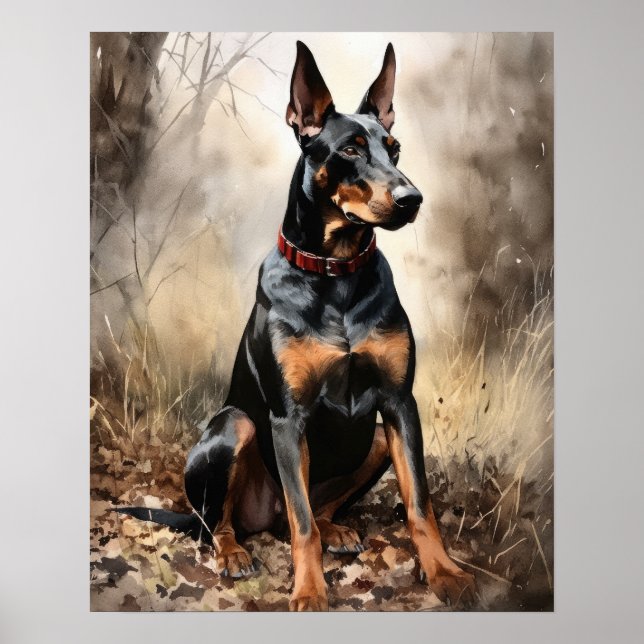 Póster Doberman Pinscher Dog Art Print Poster (Frente)