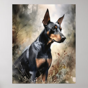 Póster Doberman Pinscher Dog Art Print Poster