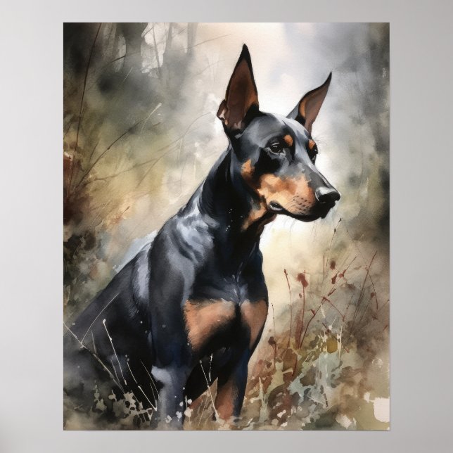 Póster Doberman Pinscher Dog Art Print Poster (Frente)