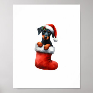 Póster Doberman Pinscher En Navidades De Muerte Santa Hat