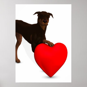 Póster Doberman Pinscher With Heart