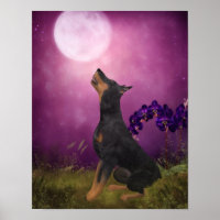 Doberman Purple Fantasy Orchids Dog Art