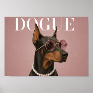 Póster Doberman Rosa Covergirl A4