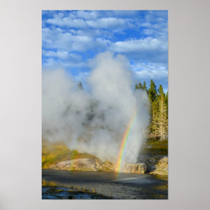 Póster Doble Arcoíris en Riverside Geyser, Yellowstone