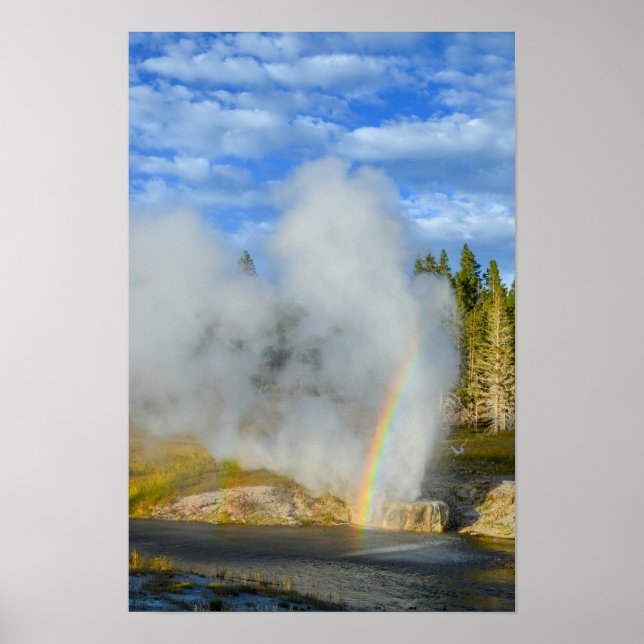 Póster Doble Arcoíris en Riverside Geyser, Yellowstone (Frente)